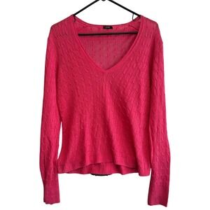 J. Crew Cable Knit V Neck Sweater Pink Women's Long Sleeve Top Valentine ? Large